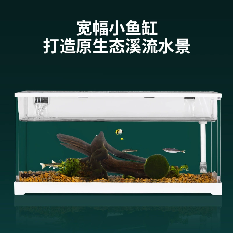 Широкий аквариум, компактная настольная акриловая система с подогревом и фильтрацией, без необходимости замены воды, аквариум для любителей ленивого ухода.