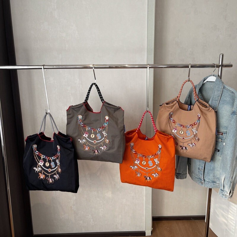 New Embroidered Necklace, Japanese-Style Niche Embroidered Eco-Friendly Shopping Crossbody Bag, Nylon Shoulder Bag, Tote Bag New Embroidered Necklace, Japanese-Style Niche Embroidered Eco-Friendly Shopping Crossbody Bag, Nylon Shoulder Bag, Tote Bag