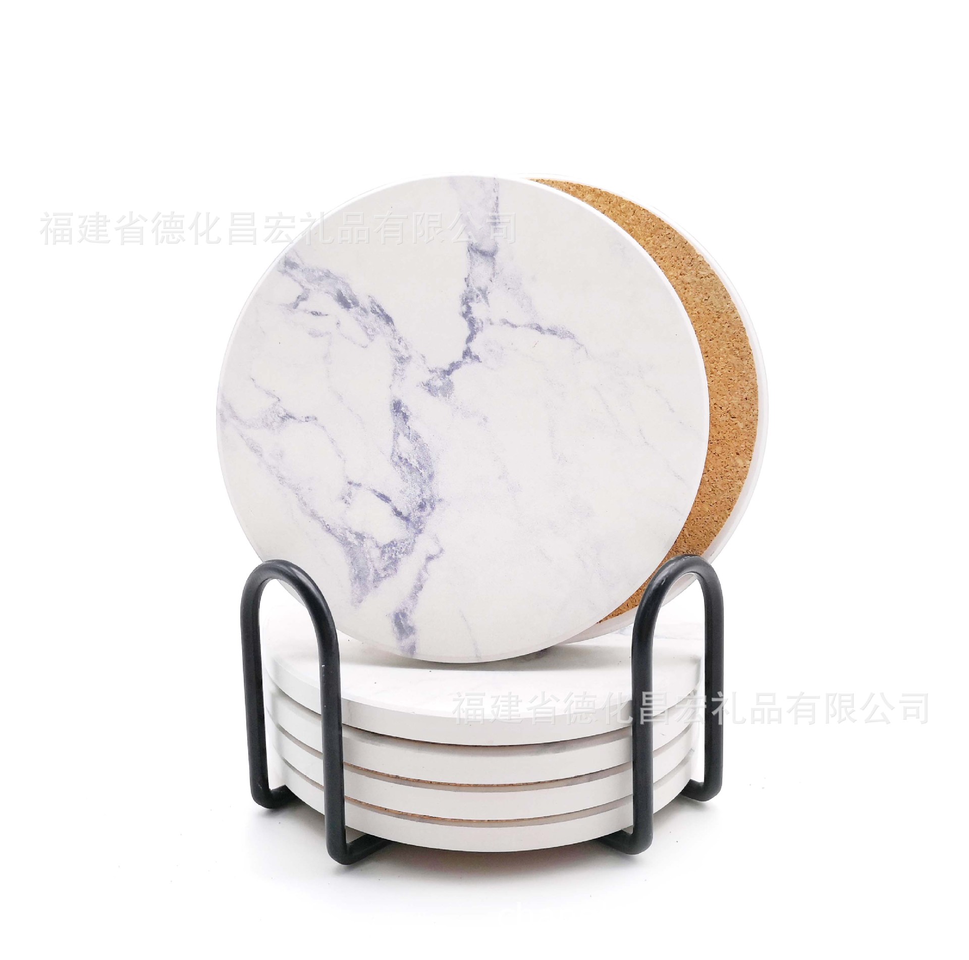 블루 그레이 흡수성 대리석 패턴-6 개 (철제 프레임 포함)