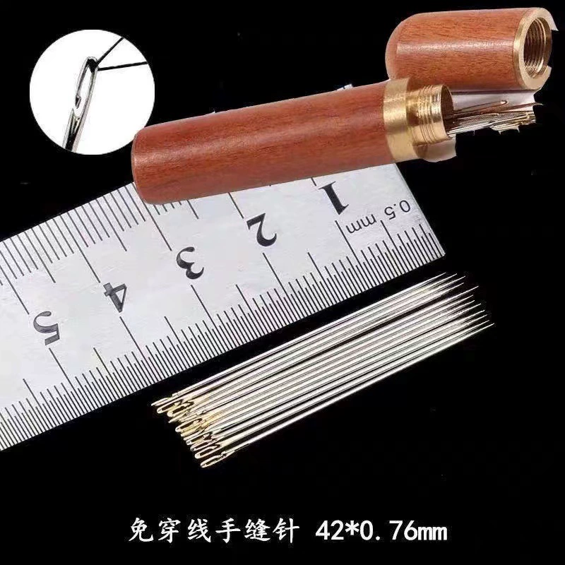 No‑thread hand sewing needles set, needle‑free design, compact barrel storage, for elderly and blind