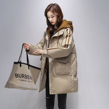 假两件连帽中长新款羽绒棉衣服女冬装洋气韩版加厚棉袄防寒服外套