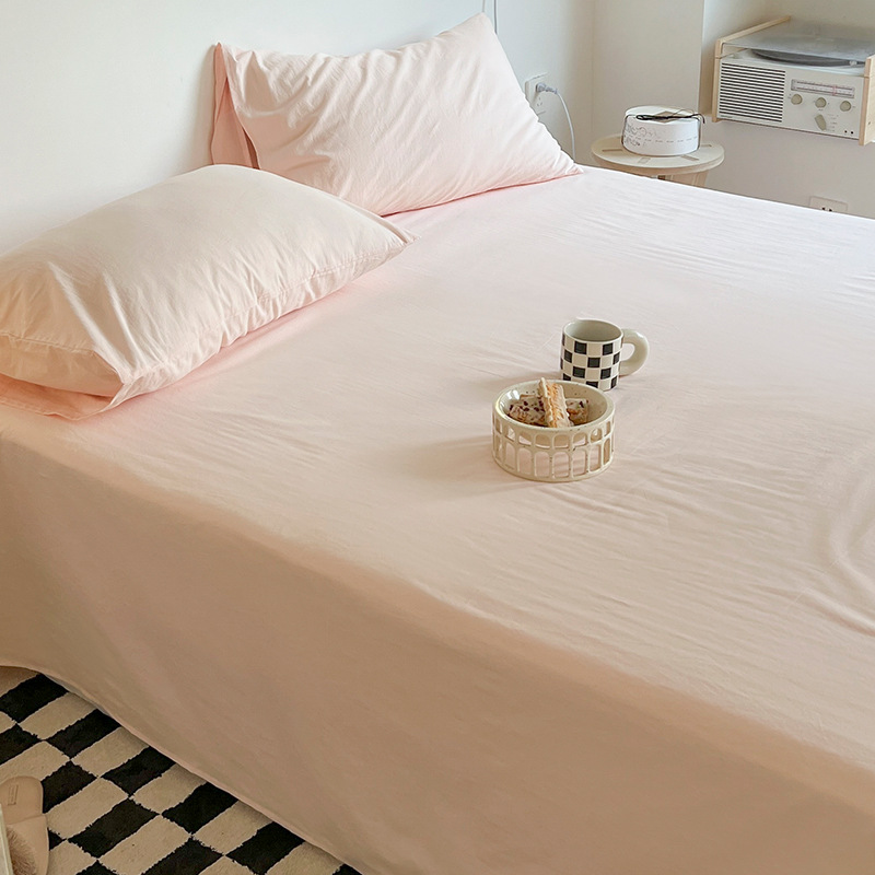 Sábanas de algodón lavado de color sólido de algodón pieza única 100 sábanas de algodón puro para dormir desnudas cama individual dormitorio individual doble traje de tres piezas 3