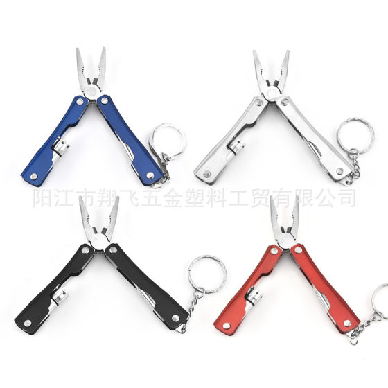 Multi-Function light clamp folding pliers with light clamp outdoor fishing camping mini portable emergency multi-purpose tool