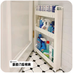 ドアの後ろの物置棚の部屋のカートの寝室のドアの後ろの超薄型の収納棚のトイレの浴室の韓風のベッドのサイドテーブルのins