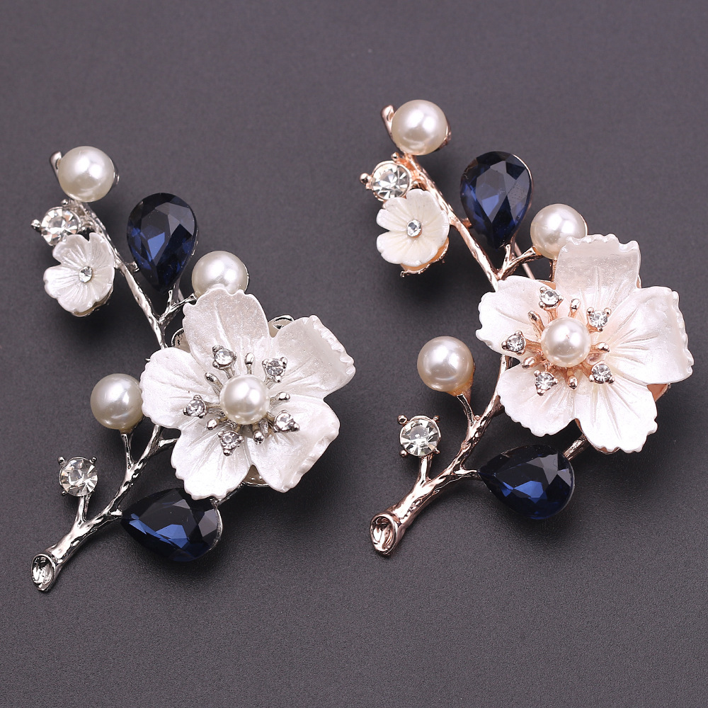 Elegante Barock Emaille Brosche Mit Kristallen & Filigran Design_voghion.com