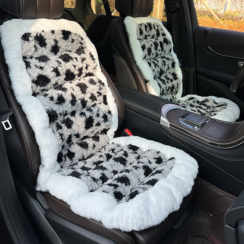 汽车坐垫冬季加绒加厚山茶花车内垫子冬天毛绒保暖靠背一体式座垫
