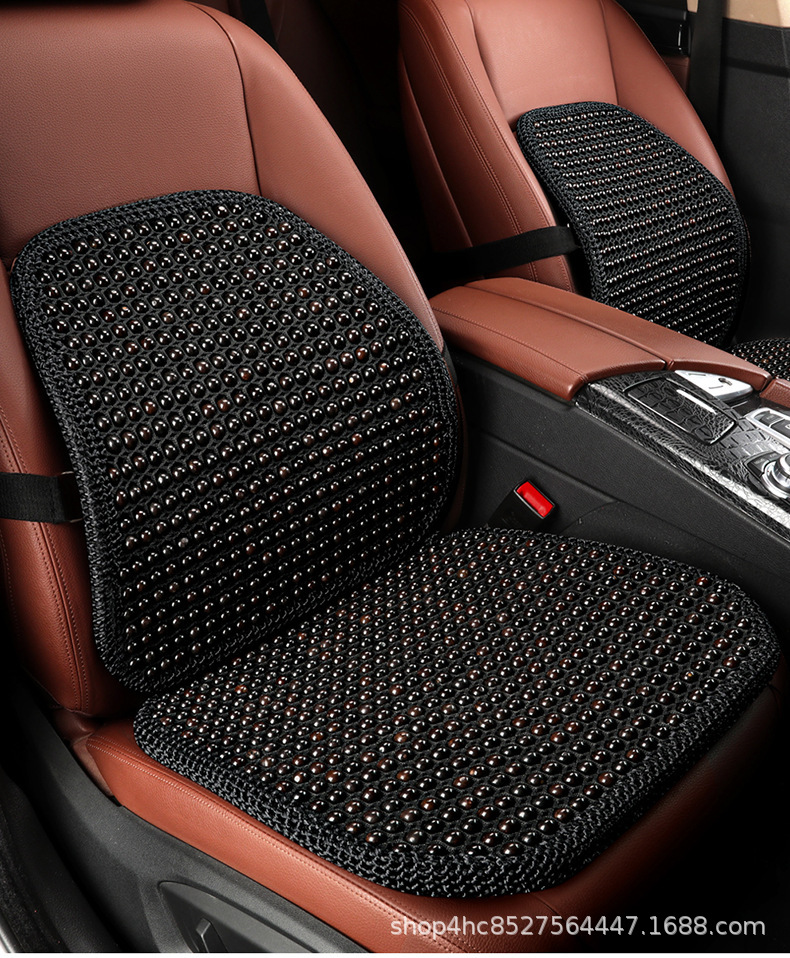 Cross-Border Car Seat Cushion with Bodhi Wood Beads, Summer Cooling Pad, Ventilated and Breathable, Hand-Woven by Manufacturer, Upgraded for Breathability