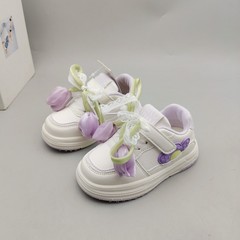 女童宝宝鞋2025新款儿童皮面防水板鞋小童运动鞋