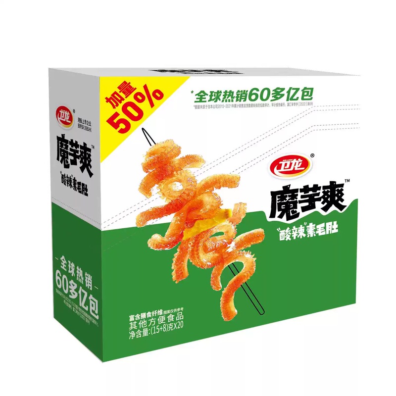 卫龙魔芋爽素毛肚盒装1盒整箱魔芋丝香辣麻辣零食小吃休闲食品|undefined