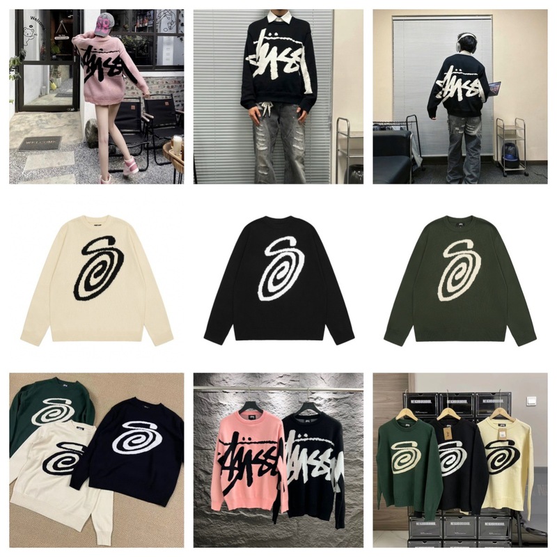 stussy斯图西男女毛衣600g长袖秋冬男士宽松重磅高品质针织毛衣|undefined