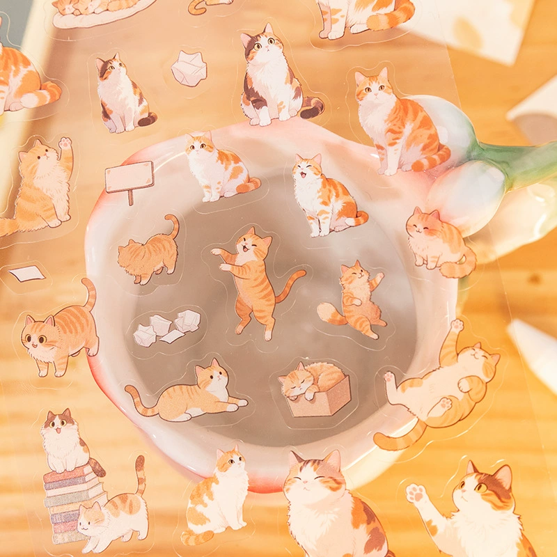 Лист наклеек Yuxian Huluhulu, милые рисунки кошек для телефона, кружки, DIY