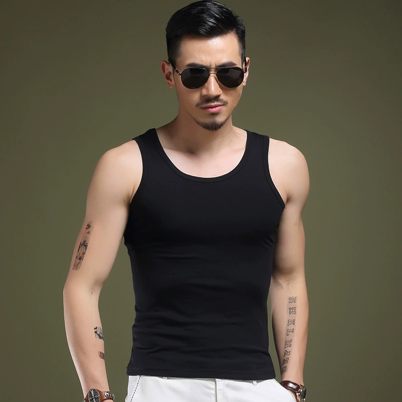 Summer silk T-shirt, body-friendly sports elastic vest for gym sleevless