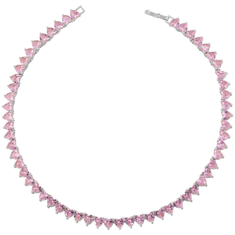 White gold pink diamond necklace