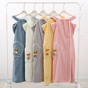 Bath Skirt Bamboo Velvet Manufacturer Wholesale Bamboo Embroidered Bath Skirt Bathrobe Can Be Worn and Wrapped Large Size Bath Skirt Absorbent Bath Towel