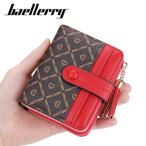 Baellerry new women's short wallet Korean style printed buckle zipper coin purse contrasting color card holder wholesale
