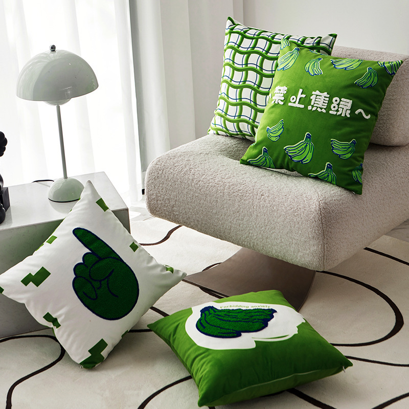 Abstract anxiety prohibition designer new embroidery towel embroidery pillowcase manufacturer