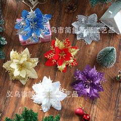クロスボーダークリスマスフラワー、造花、金粉、クリスマスフラワーヘッド、クリスマスツリー装飾材料、ガーランド吊り下げ装飾、模擬メーカー