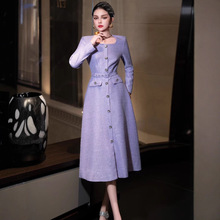 欧洲站2025年秋季新款高级感红色喜庆宴会女装小香风修身连衣裙潮