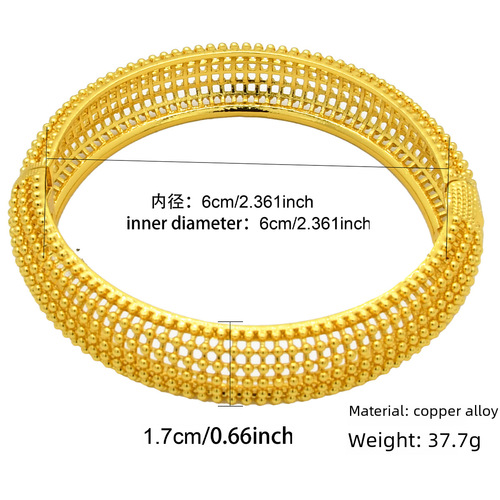 Cross-border best-selling ladies' gold-plated bangles with hollow carved totem design, bride's bracelets wholesale
