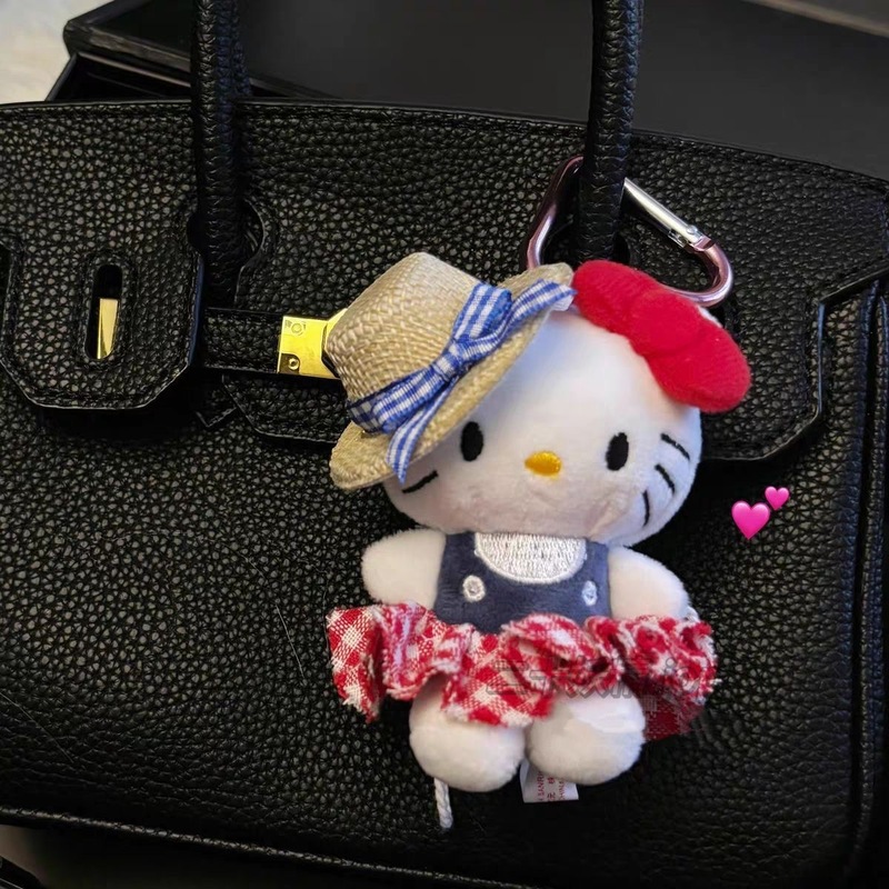 可爱kitty头套钥匙扣新款挂件书包挂饰毛绒包包礼物公仔玩偶|undefined