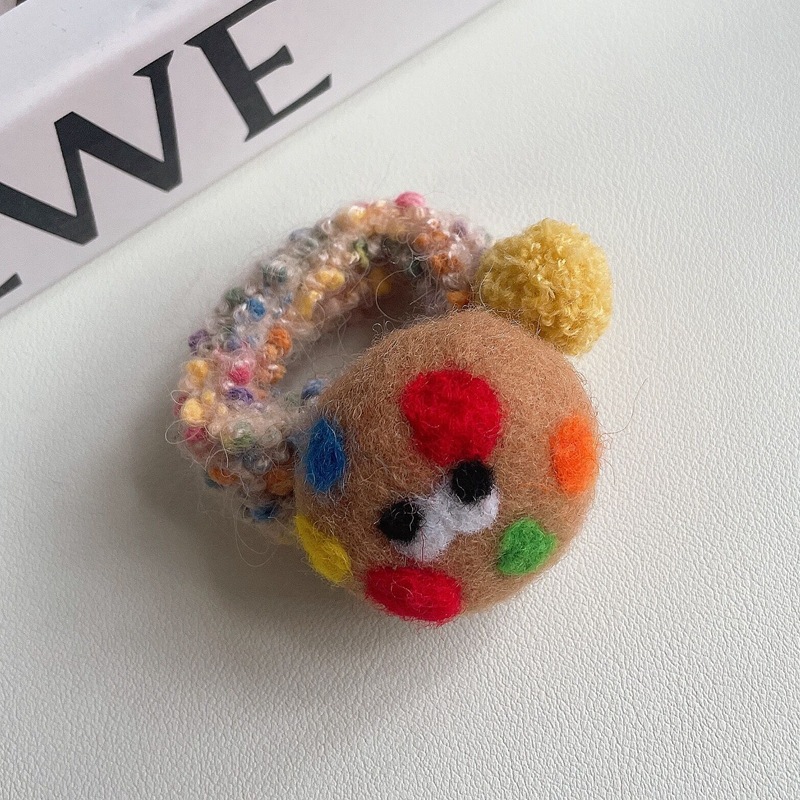 Nuevo japonés lindo dulce galleta pelo anillo ins transfronteriza caliente fieltro pelo bola pelo cuerda lazo accesorios para el cabello