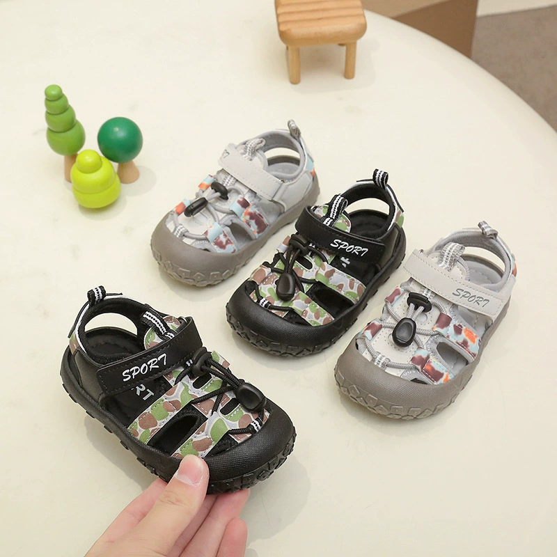 Дышащие сандалии для мальчиков Baotou, лето 2025, новые детские туфли для малышей с мягкой подошвой, корейский стиль, спортивные сандалии для девочек