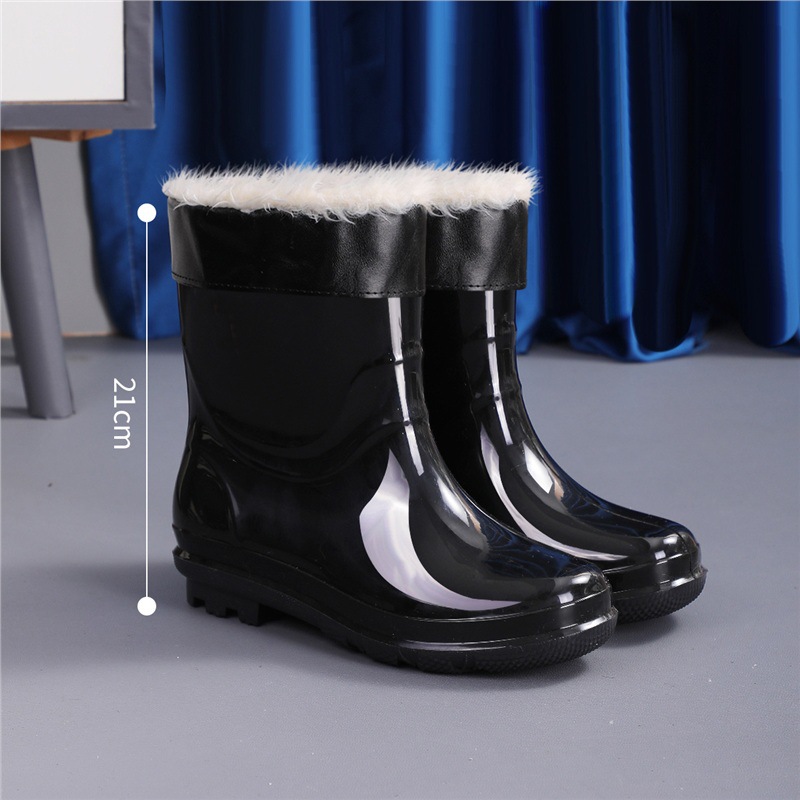 Comercio exterior de alto tubo de protección laboral para hombres zapatos de lluvia gruesos zapatos de lluvia impermeables al aire libre anti-deslizante extra alto calentamiento de lana zapatos de agua