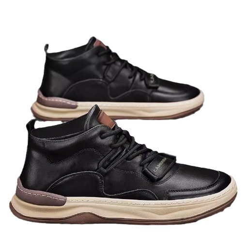 Chaussures de travail antidérapantes en cuir noir pour hommes, décontractées, de sport, de cuisine, imperméables, de protection du travail, tendance, automne_voghion.com