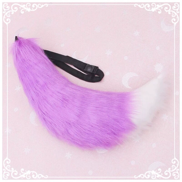 Purple plus white fox tail big size