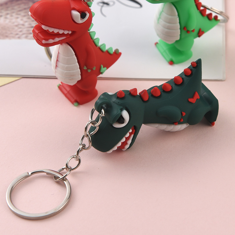 Llavero de goma suave con diseño de dinosaurio de dibujos animados, colgante para estudiantes, regalo pequeño para festivales y eventos, imagen creativa image 4