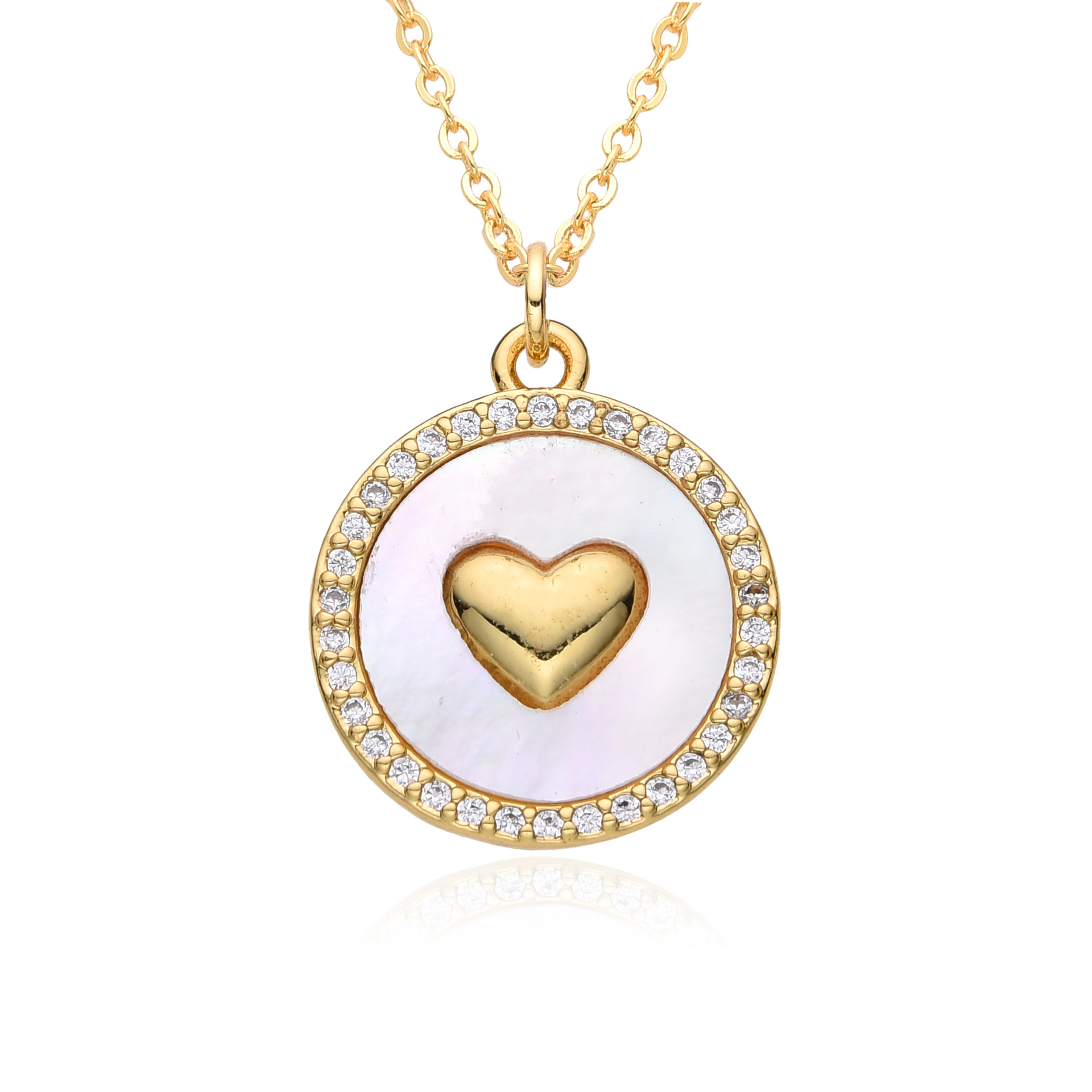 1 Piece Quantity Copper Inlay Heart Shape Zircon Pendant Necklace