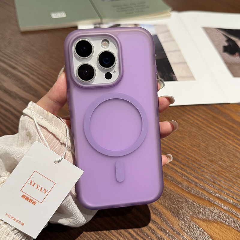 半透明磁吸壳适用16Promax手机壳新磨砂肤感iphone17Pro保护壳韩系小众无线充ip15PM手机套软胶防摔ip14/13|undefined