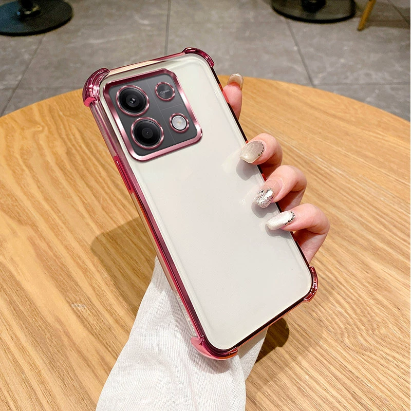 [Совместимый с Redmi Note 15 Pro чехол для телефона с квадратным корпусом, красная вспышка Redmi 14C, гальванический красный корпус Redmi Note 12, мягкая защита]