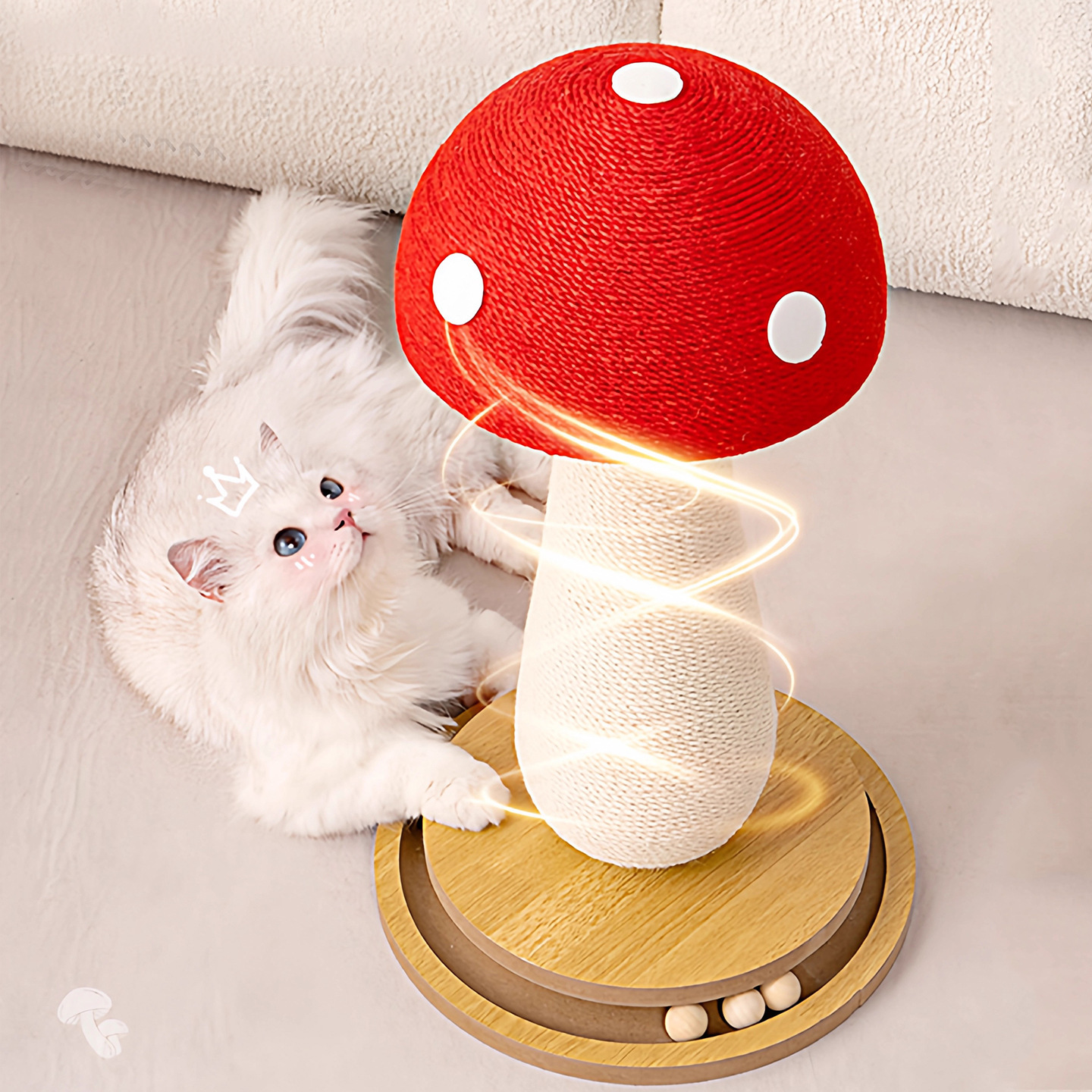 hongos rojos para gatos agarrar tablero de espada resistente a rascar no se cae más tamaño vertical gato agarrar columna gatos rasgar cuerda de cáñamo garra de molienda juguete