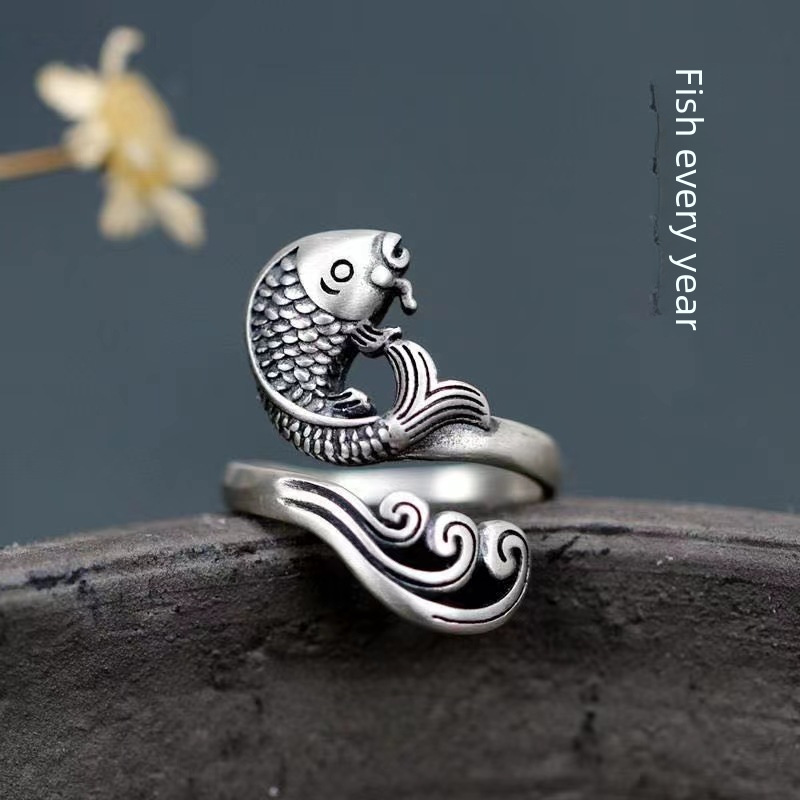 925 Sucu Yin Ruya Water Ring Female Operation Retro Makes Old Open…