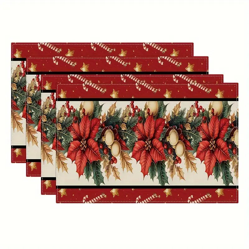 Transfronterizos lino almohadilla de mesa Aliexpress TEMU Amazon almohadilla de mesa cuadrada búfalo rojo almohadilla de Navidad Día de la Independencia