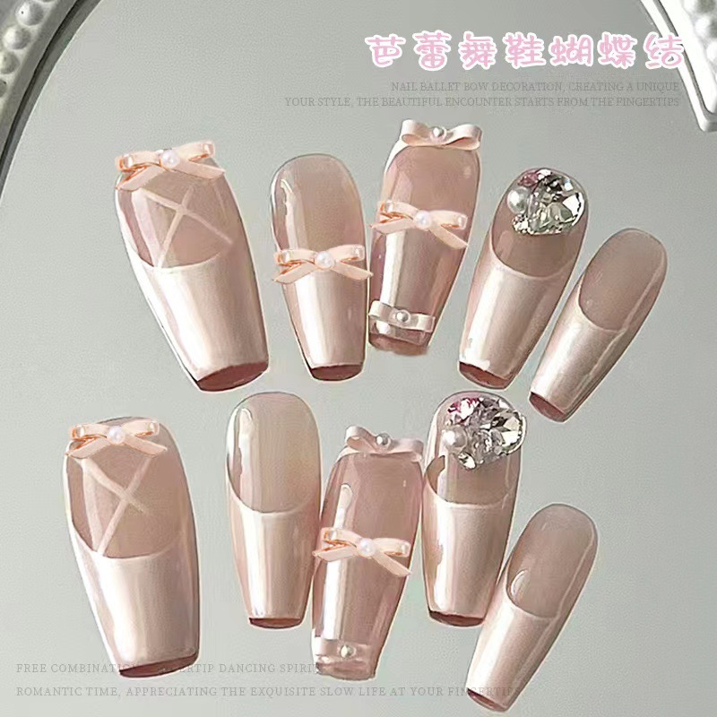 Pequeño libro rojo explosión zapatos de ballet arco flotante joyería de manicura corbata tridimensional 10 paquetes de aleación