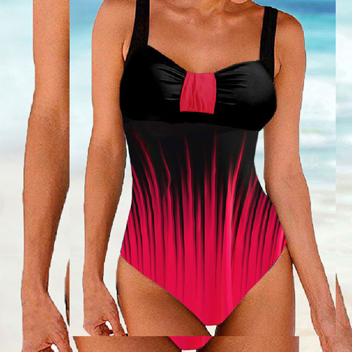 European and American one-piece swimsuit women's hot spring beach swimsuit gradient sexy backless women's one-piece bikini