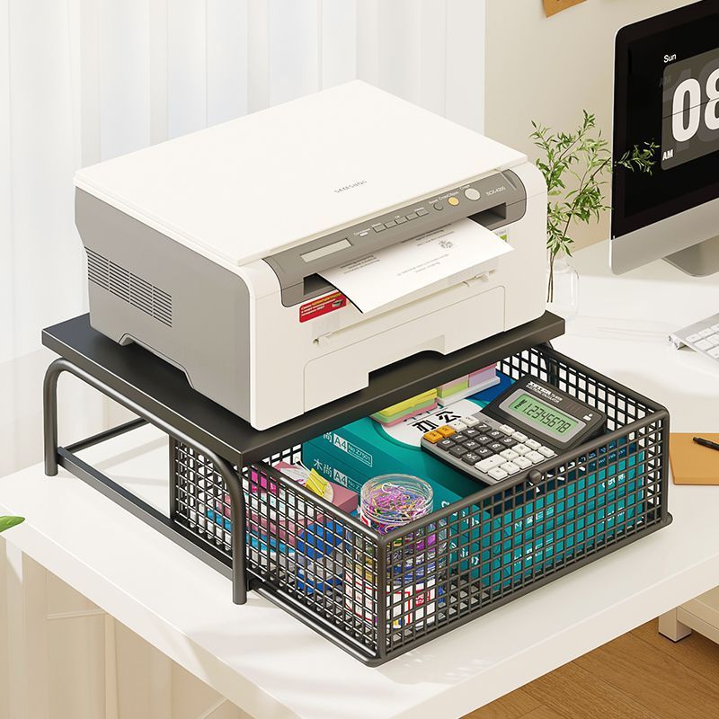 Desktop Printer Storage Rack, Multi-Functional Double-Layer Storage and Organization Rack for Office Documents, Small Household Elevated Shelf