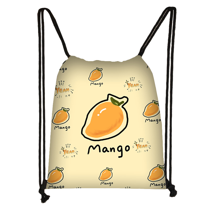 新款清新水果女生抽绳束口袋学生便携印花收纳包包袋跨境一件起批