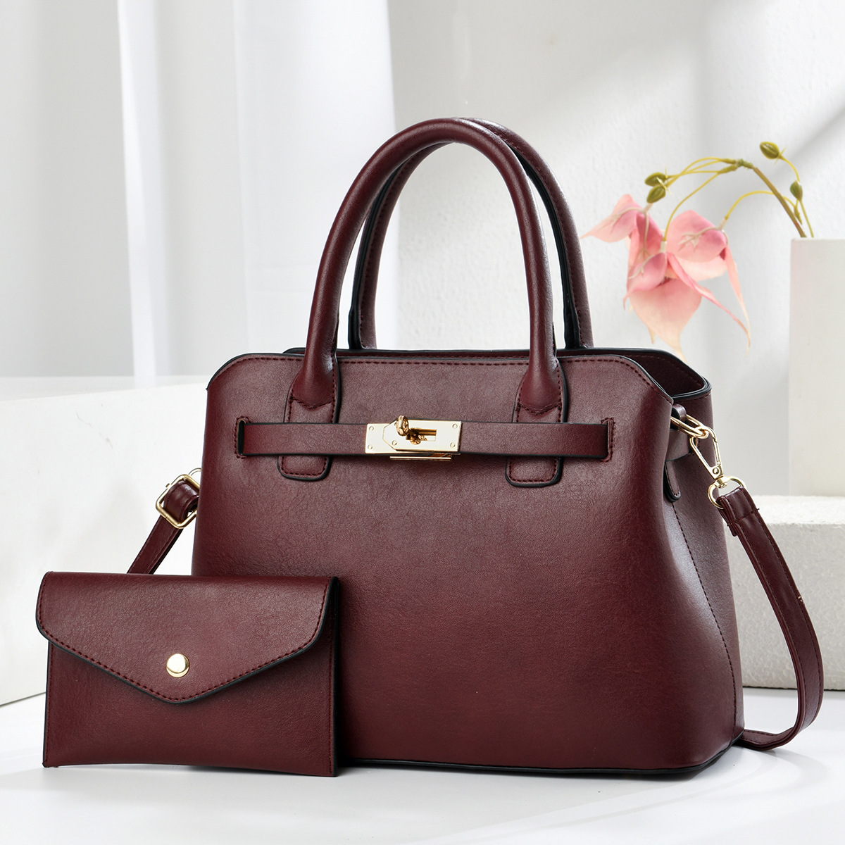 Dos paquetes de bolsos casuales bolsos de mano de otoño nuevo estilo de moda de color sólido mochila de viaje bolsos de hombro bolsos transfronterizos