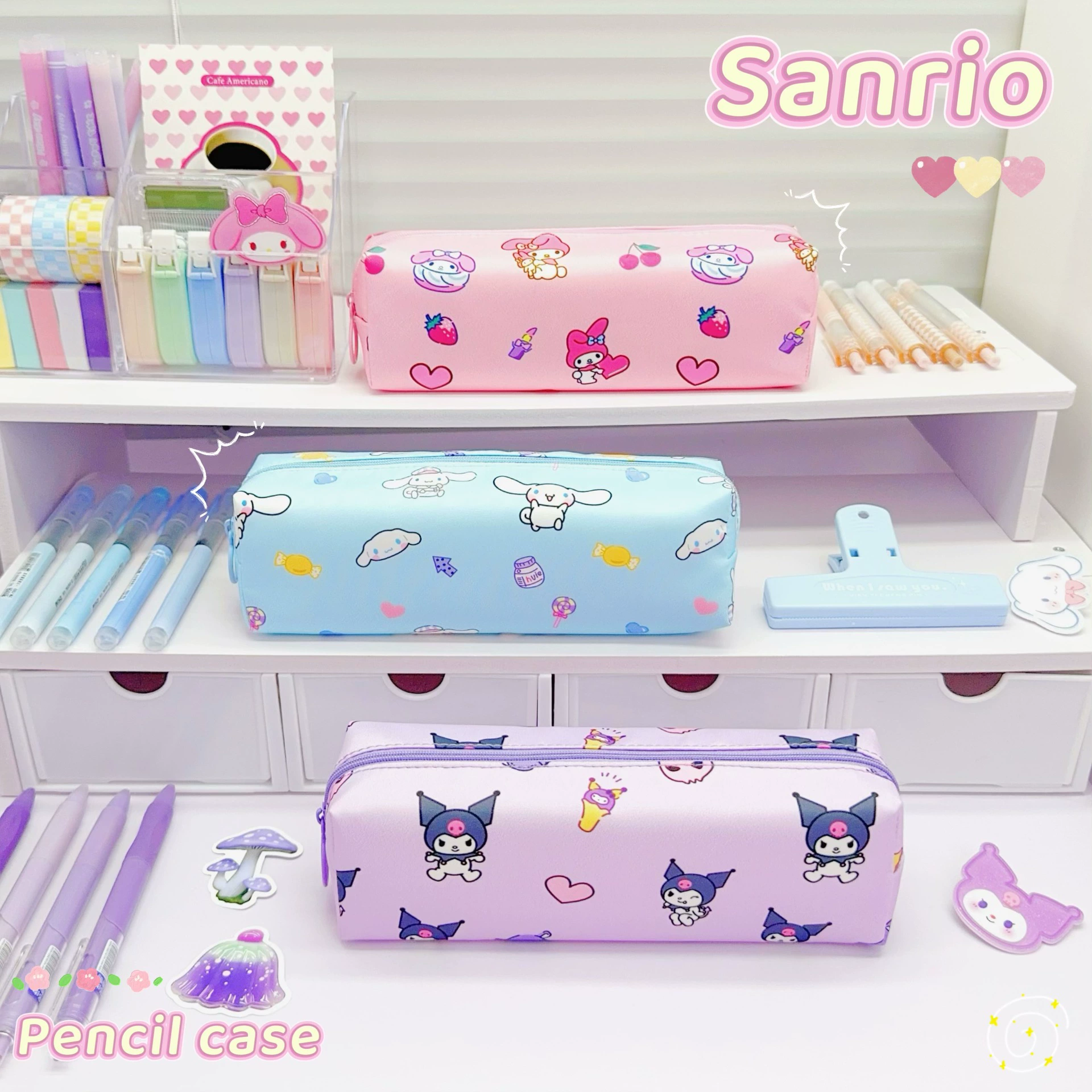 Sanrio, мультяшный качественный вместительный милый пенал для учеников начальной школы