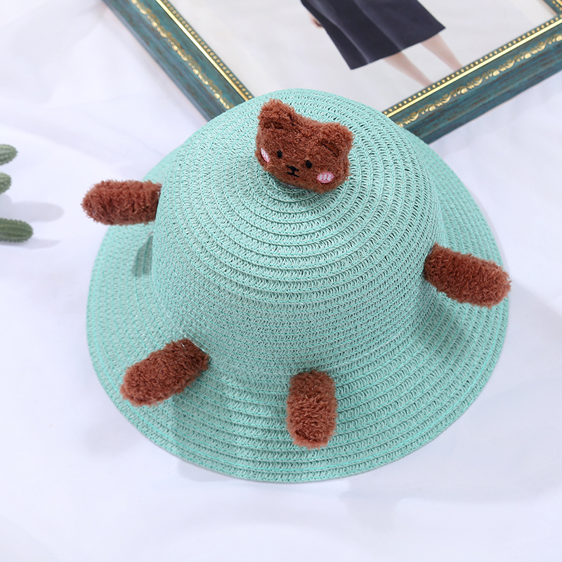 138g Weight Weave Fashion Element Zipper Closure Type Single Shoulder Strap Strap Type Straw Bag Bags Type Casual, Holiday Occasion Straw Material Animal, Cartoon Pattern Spring&Summer Season Kid'S Gender Cute Style Round, Bucket Shape Kid'S Straw Animal Cartoon Cute Weave Round Bucket Zipper Straw Bag 8