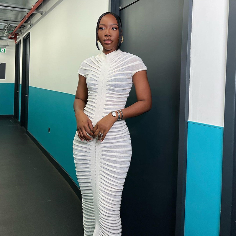 Europe and the United States cross-border Amazon new women's fashion short sleeve round neck slim hip temperament design dress women Europe and the United States cross-border Amazon new women's fashion short sleeve round neck slim hip temperament design dress women