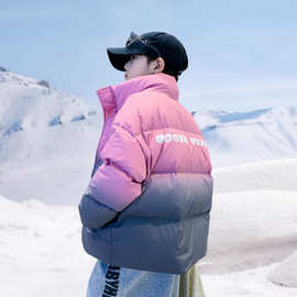 男童羽绒服冬装2023新款冬季棉服渐变外套儿童加厚炸街上衣童装潮