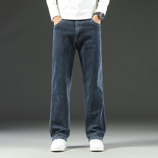 703H Explosions Jeans Men's Fall/Winter Loose Straight Wide Leg Business Pants Fall/Winter (Support for Hair)