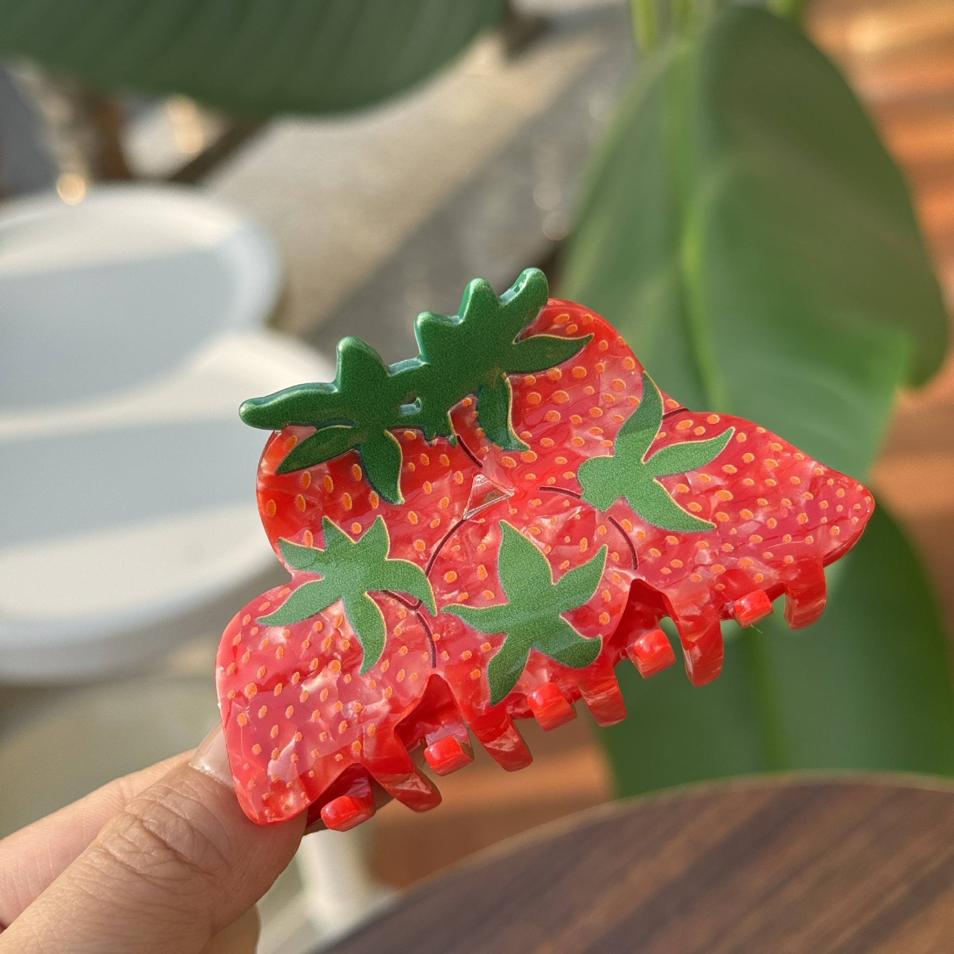 55g Weight Hair Claws Hair Accessories Type 1 Piece Quantity Casual, Daily Occasion Acetic acid sheets Material Durian, Strawberry Pattern All Seasons Season Women's Gender Cute Style Cute Women's Durian Strawberry Acetic Acid Sheets Hair Claws 4