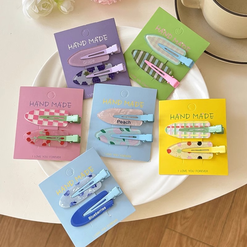 Clip de pelo de verano colorido lindo sin marcas clip de pelo de laterales mujeres frente clip de pelo de boca de pato clip de pelo de niños toque de pelo