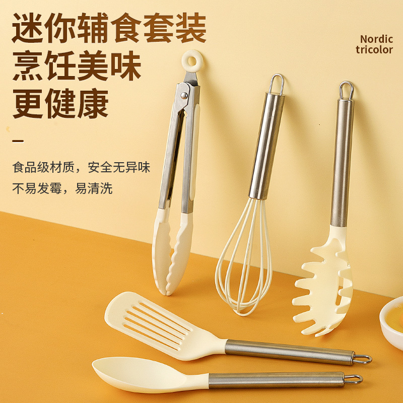 Kit de herramientas de horneado de nylon doméstico de grado alimenticio mini raspador resistente a altas temperaturas batidor de huevos clip de alimentos cepillo de aceite