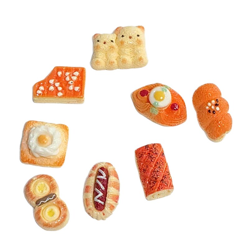亮面仿真鸡蛋火腿香芋面包食玩 diy手机壳树脂配件手工饰品材料包|undefined